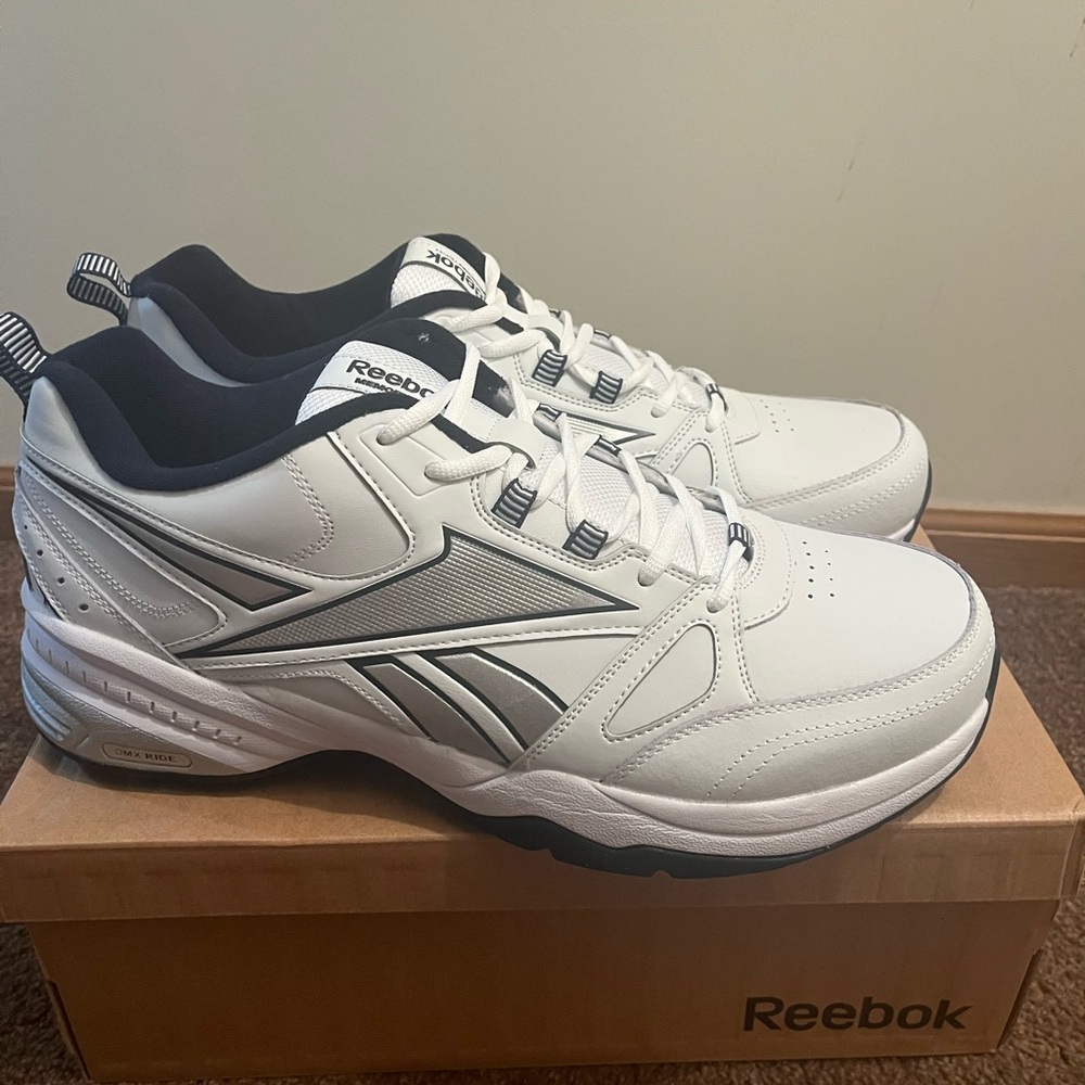 Reebok White and Black Sneakers with Supportive Design